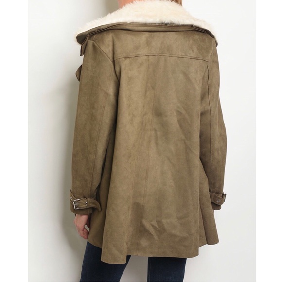 OLIVE SUEDE FUR COAT - Picture 2 of 7